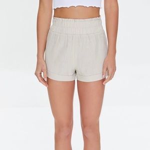 Forever 21 Smocked linen blend shorts - Ash brown
